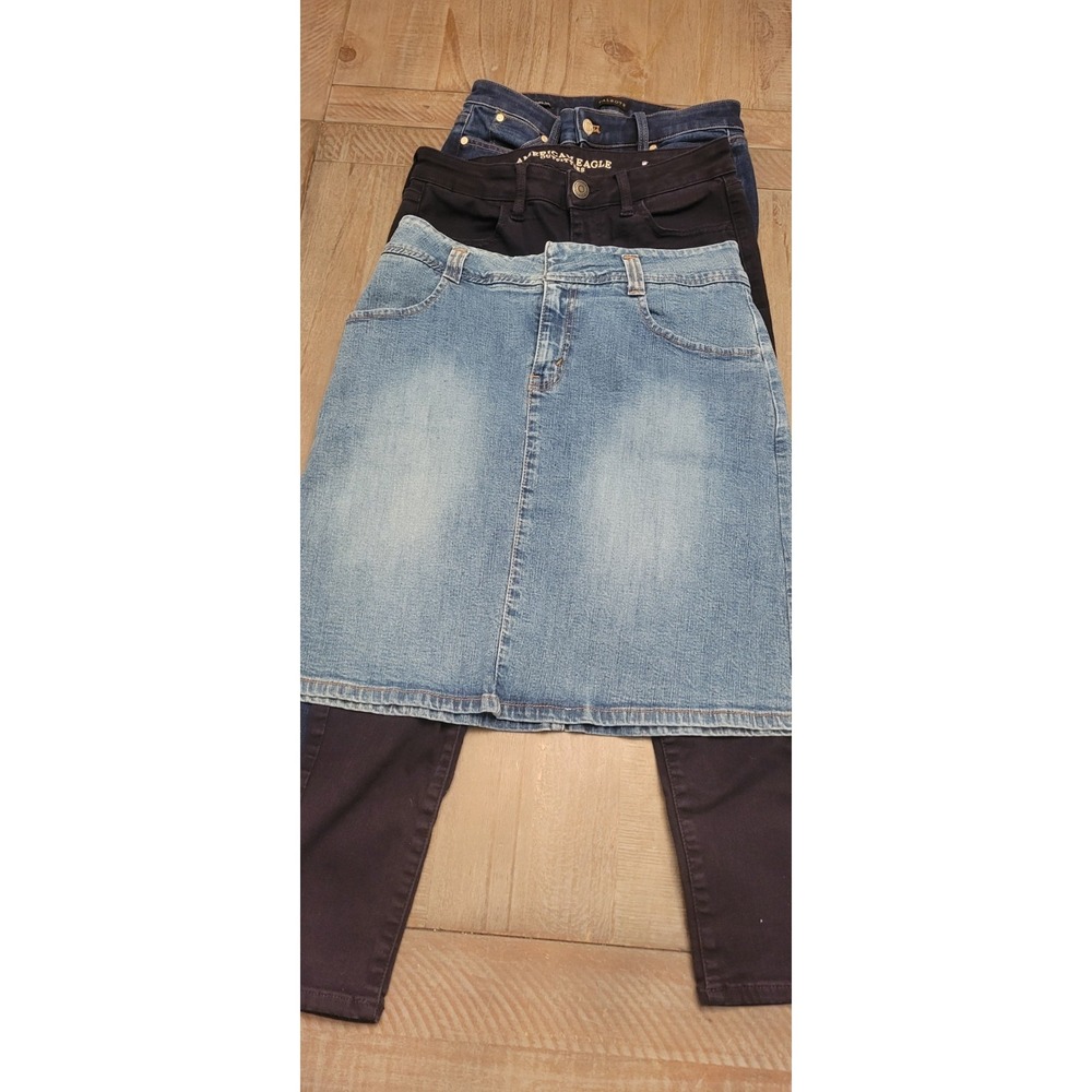 Bundle Lot  3 Items American Eagle Talbots Womens Size 8‎ 28-32 Jeans Skirt Jean